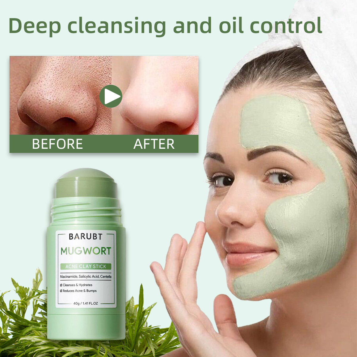 Korean Lifestyle Products - Remove Blackhead Acne Mugwort Solid Mask
