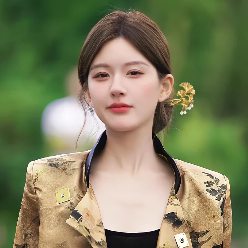 1PC Elegant Golden Ginkgo Leaf - огляд і ціна Hanbok Hair Pin