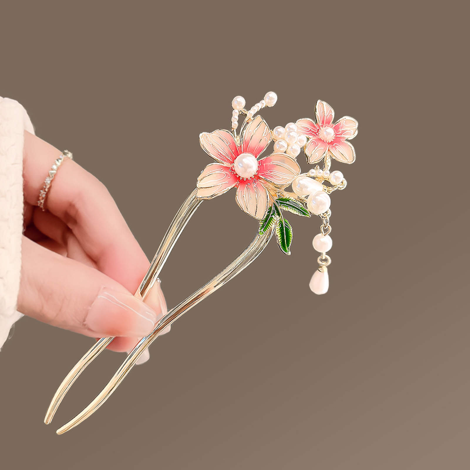 Elegant Pink Flower Hair Pin U - огляд і ціна Hanbok Hair Pin