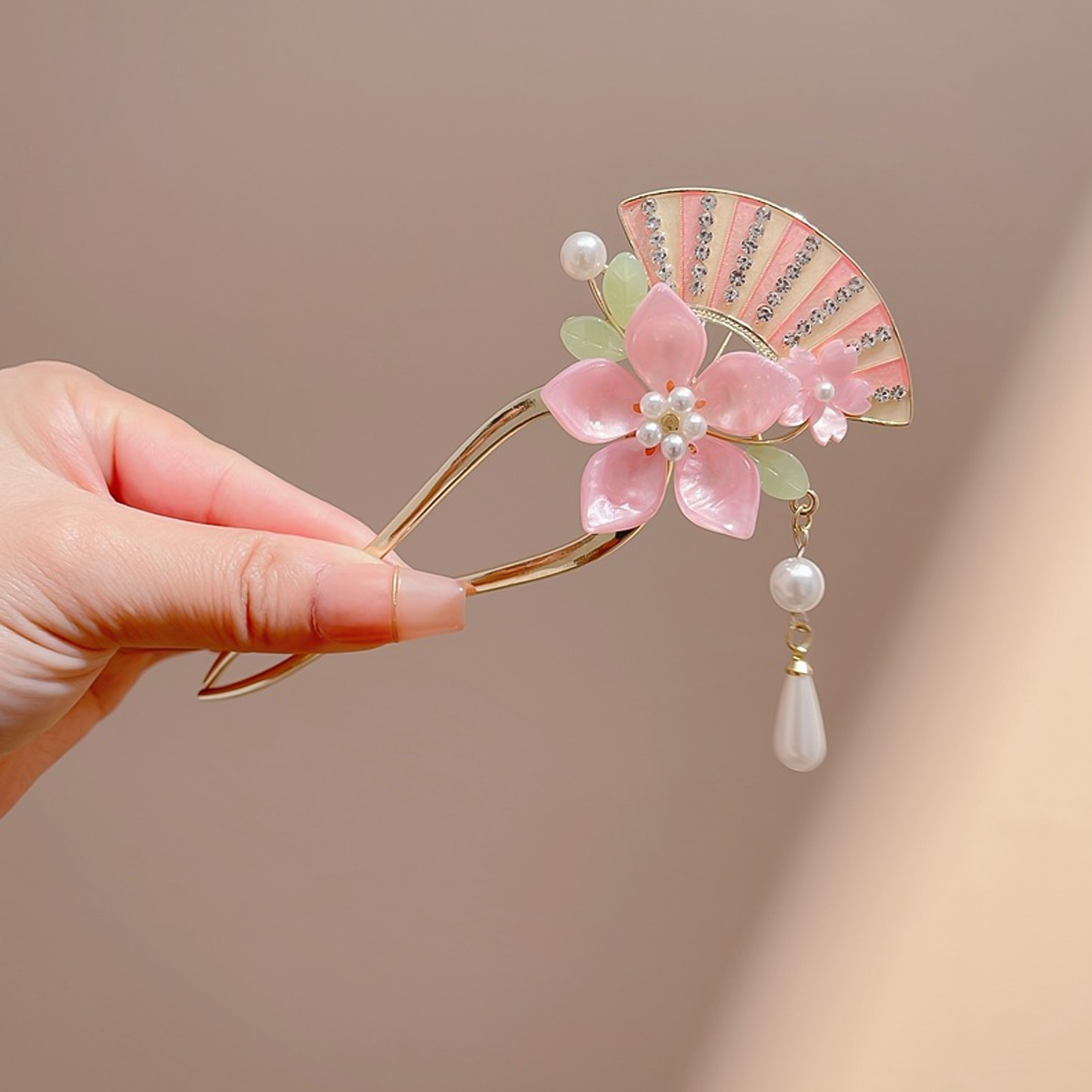Elegant Pink Flower Hair Pin U - огляд і ціна Hanbok Hair Pin